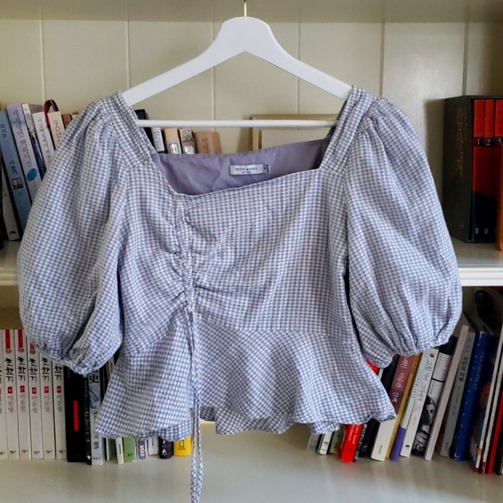 Square Neck Gingham Blouse
